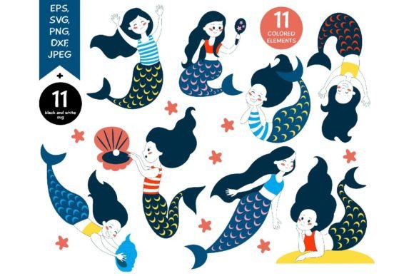 Download Mermaids SVG Clipart for Print and Cut - Premium Resources
